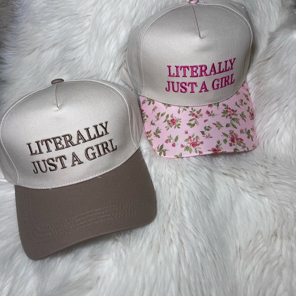 New Zenana Cap ~ Literally Just a Girl Canvas trucker hat Floral 2 for $40